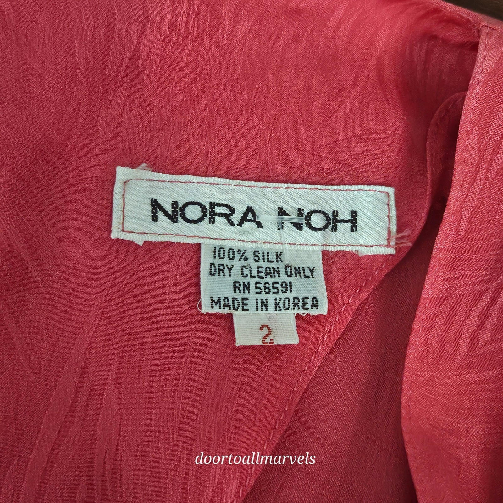 VTG Nora Noh Pink Silk Ruched Dress ’80s Does ’40s sz S Chic Formal Elegant