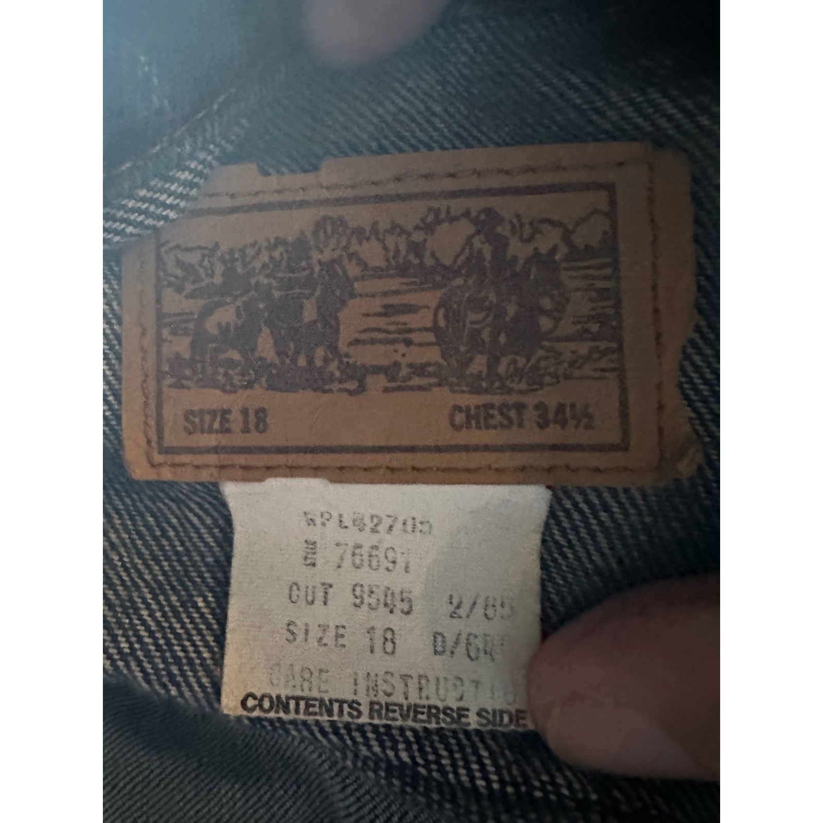 Vintage 1970s Sears Roebucks Denim Trucker Jacket USA Dark Wash Size 18 read
