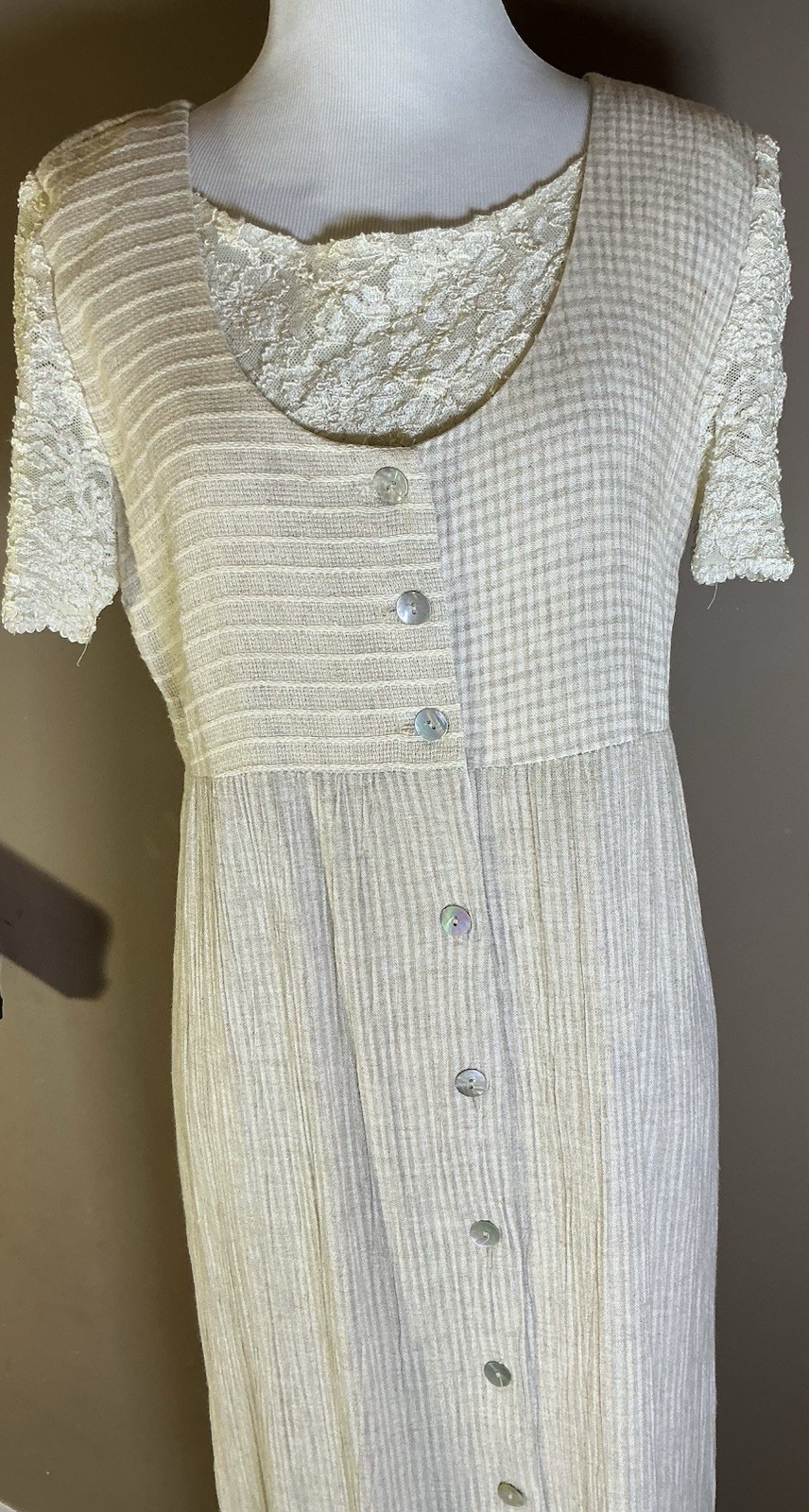 K.C. Spencer Vintage 80s 90s Prairie Lace Layered Cottagecore Maxi Dress
