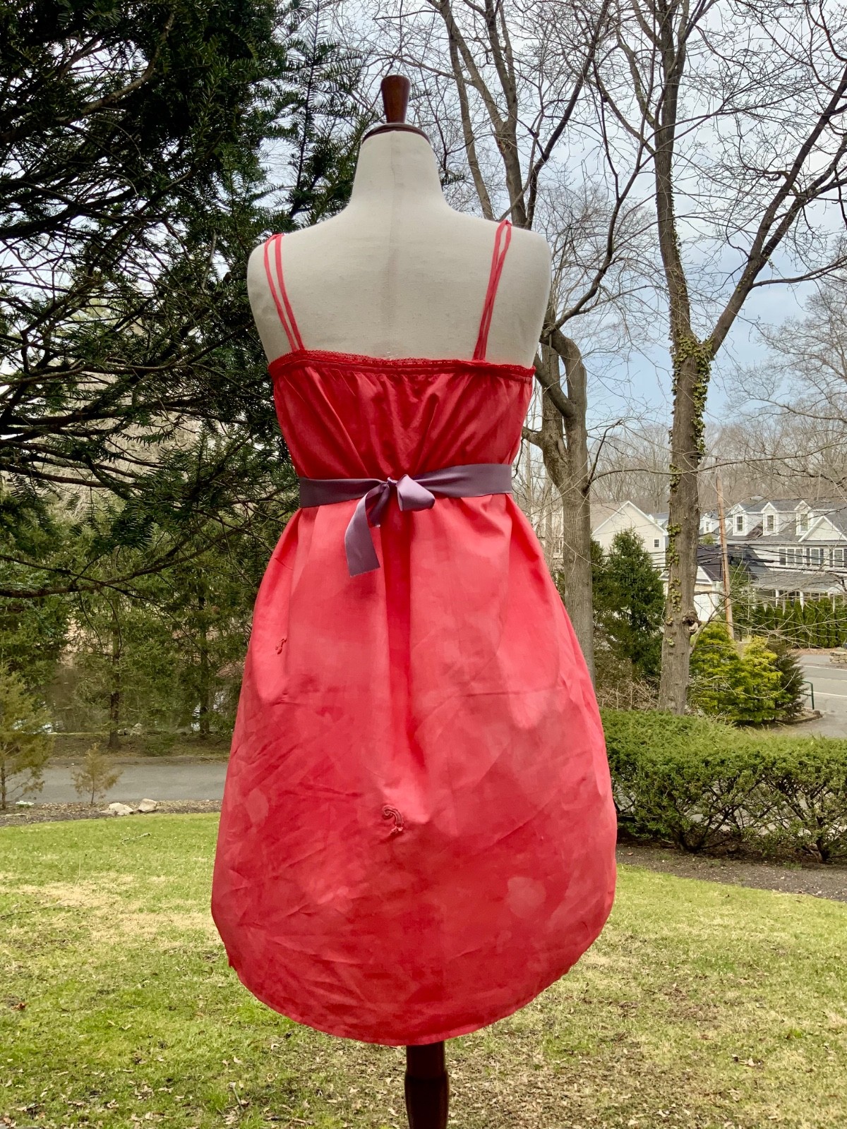 Edwardian Hand-Dyed Cotton Slip Dress | Restored Antique Lingerie with Appliqué