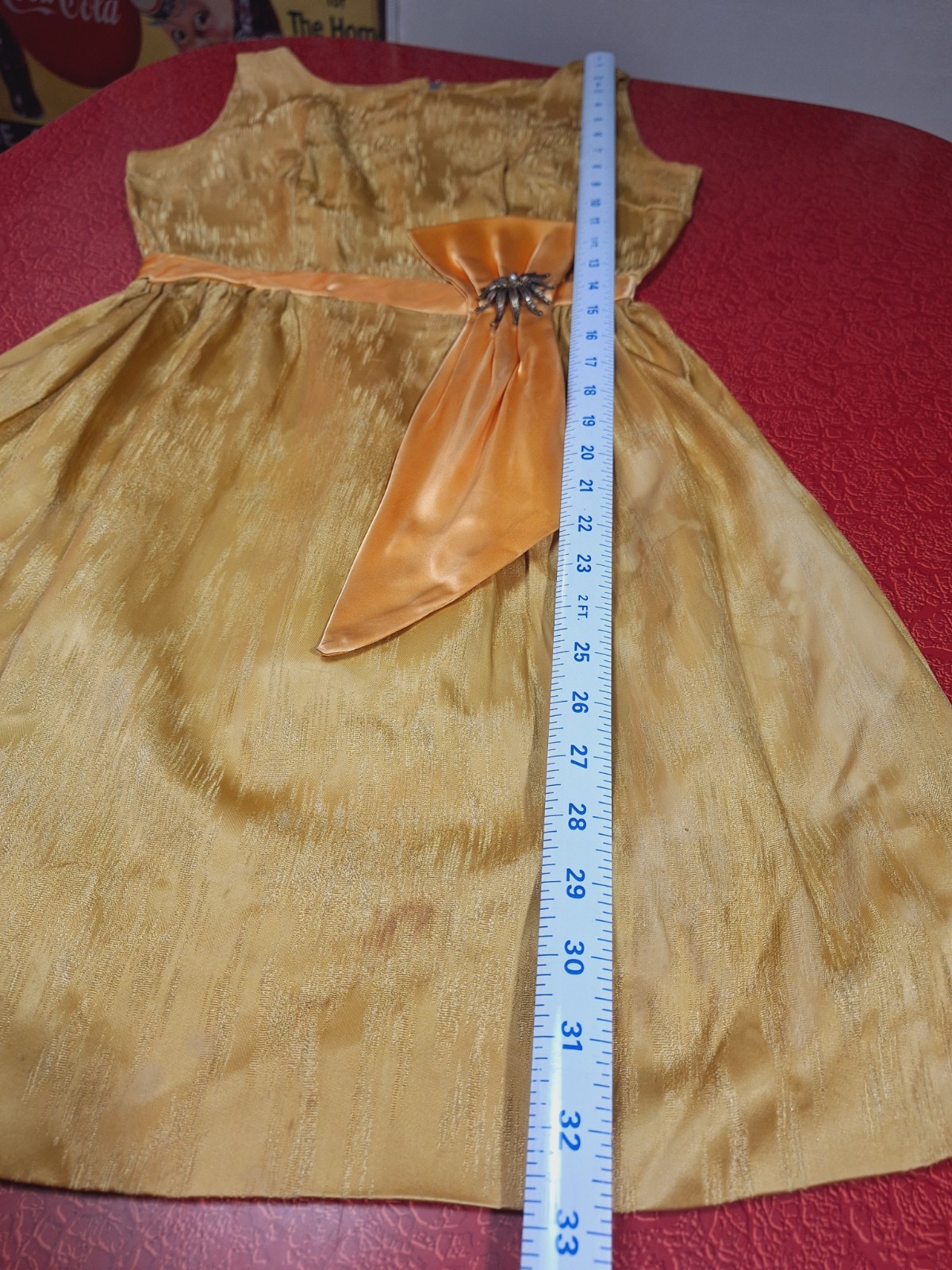 True VTG Mid-century MOD 1960s Cocktail Party Dress Mini S/XS Yellow Gold MCM