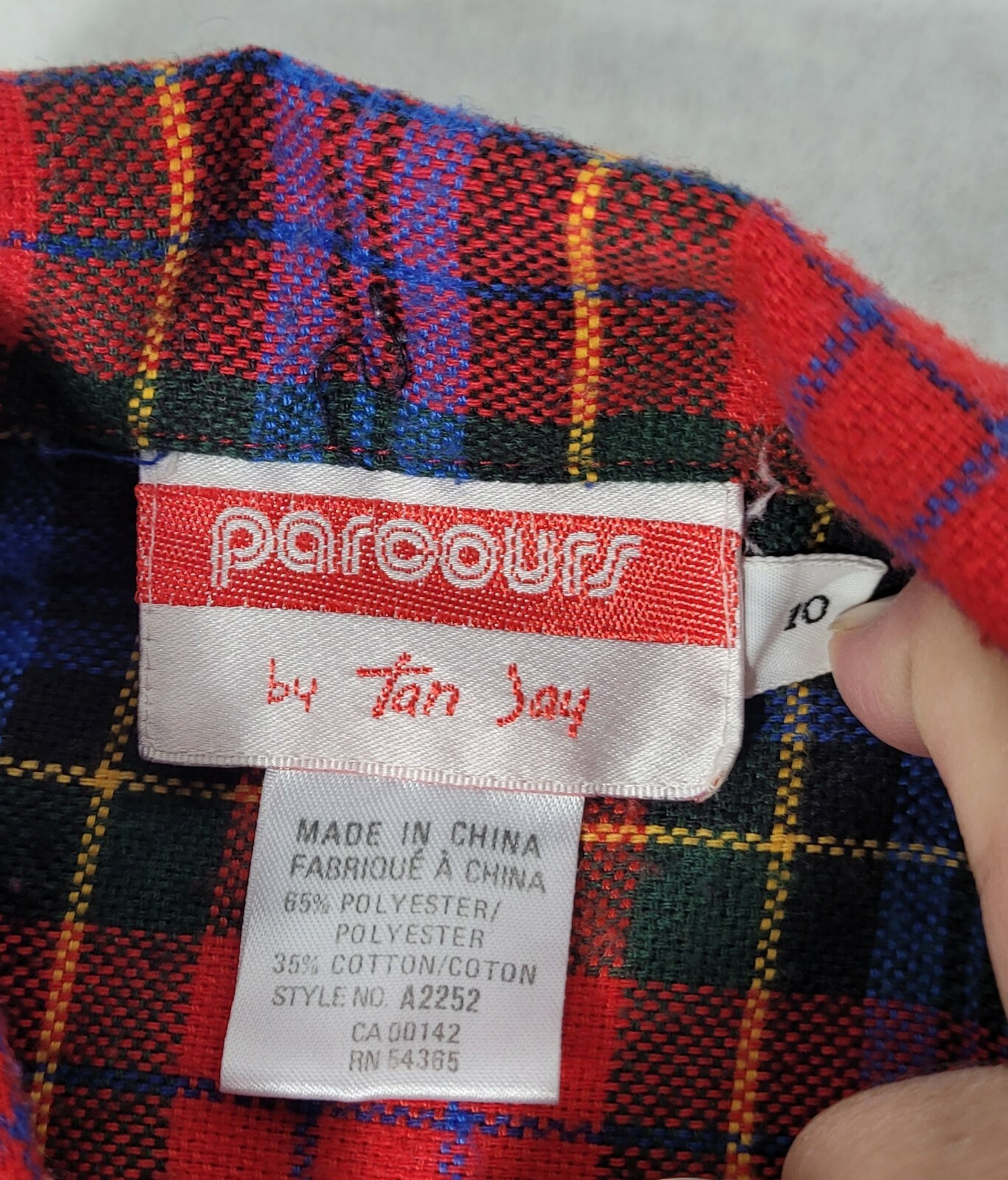 Vintage Parcours by TanJay Plaid Polyester/Cotton Shirt Blouse Top Size 10