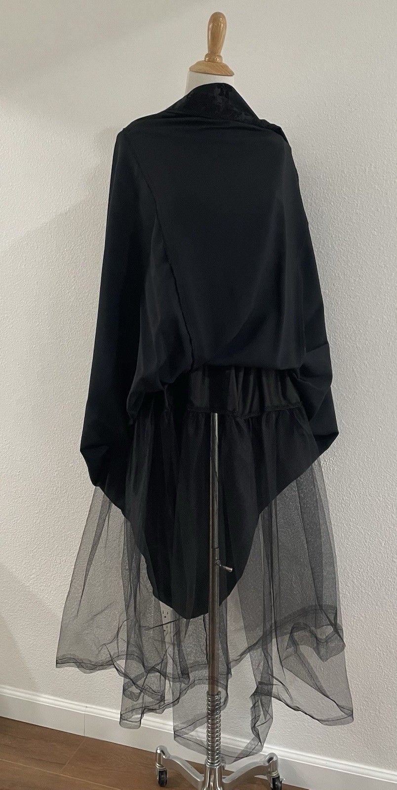 VTG 90s/Y2K Renaissance Style Satin/Velvet Black Maxi Dress Goth Prom Party Sm