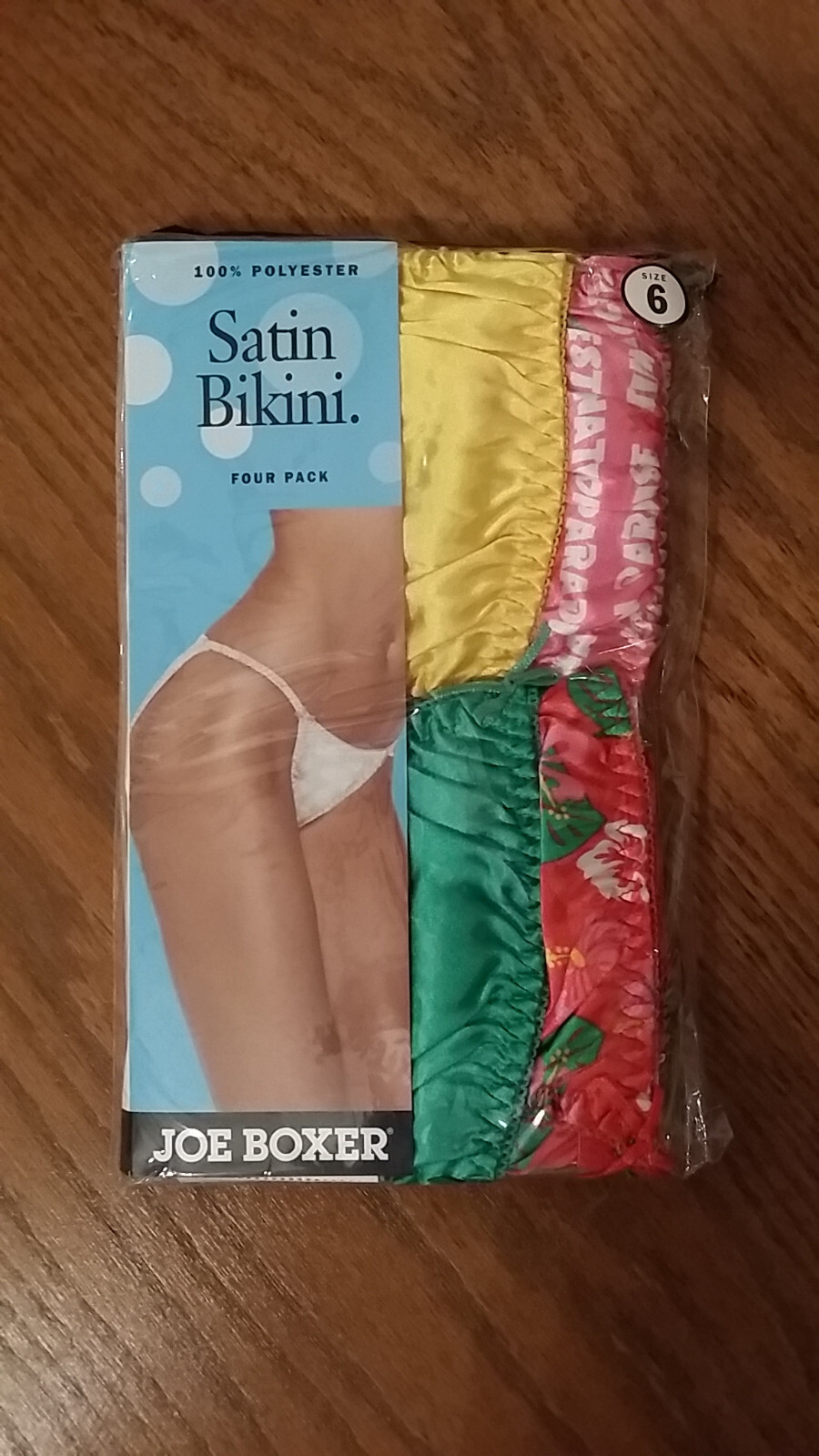 Joe Boxer Satin String Bikini Panties Size 6 Package of 4 Vintage, Original