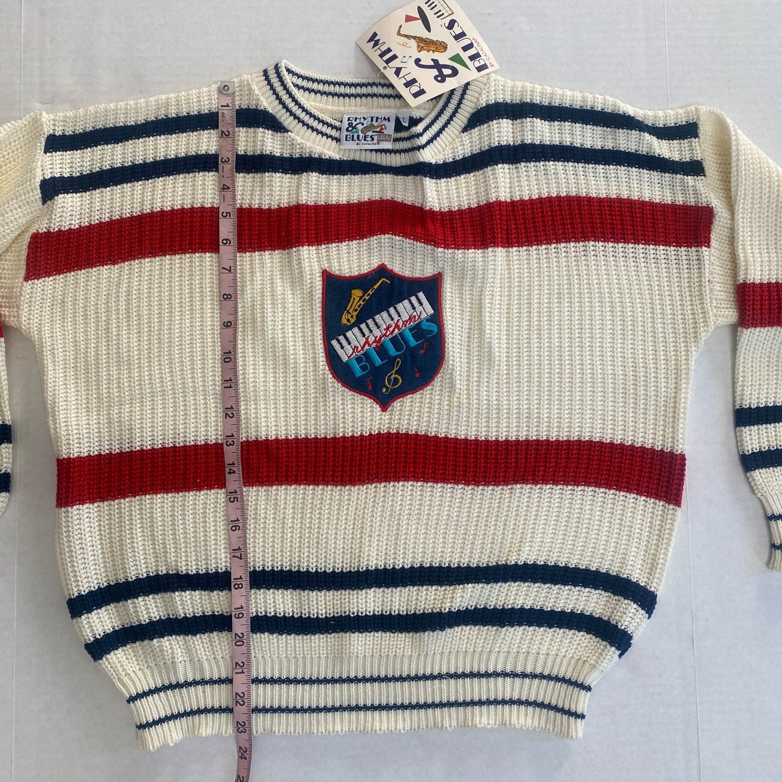 NWT Vintage 80s Rhythm & Blues by Catalina Womens Novelty Music Band Sweater XL