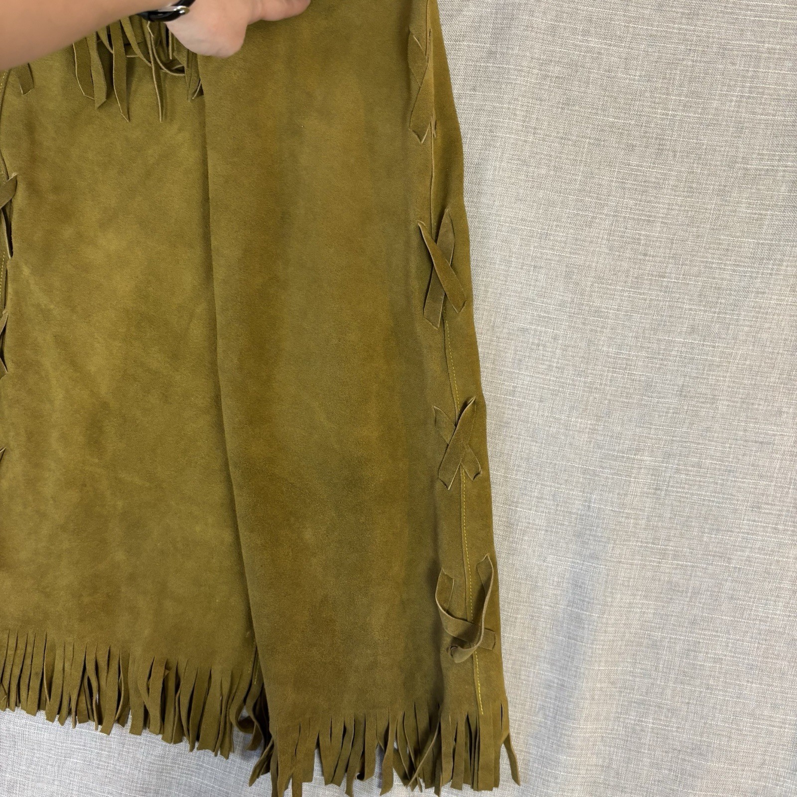 Vintage Gaitan Leather Fringe Vest Made Mexico Small/34 Western Boho Great Shape
