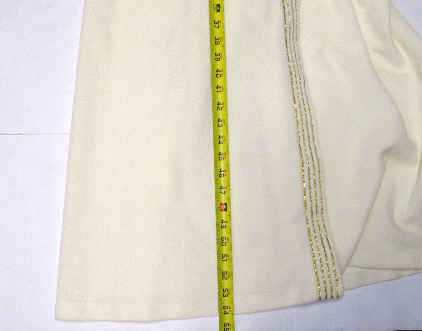 Vintage SEARS Cream Robe Gold Metallic Trim Belt SMALL 3/4 Sleeves At Home Wear