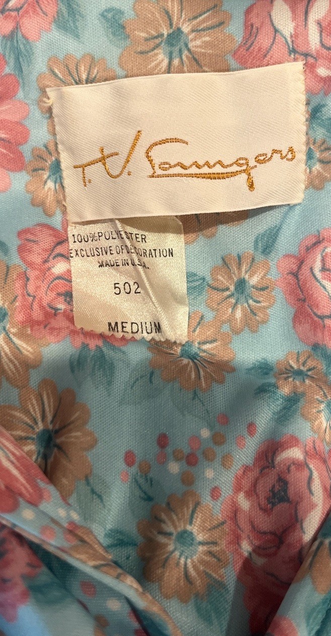 VTG T.V. Loungers Dressing Gown Robe House Dress Floral Granny core 1/4 Zip M