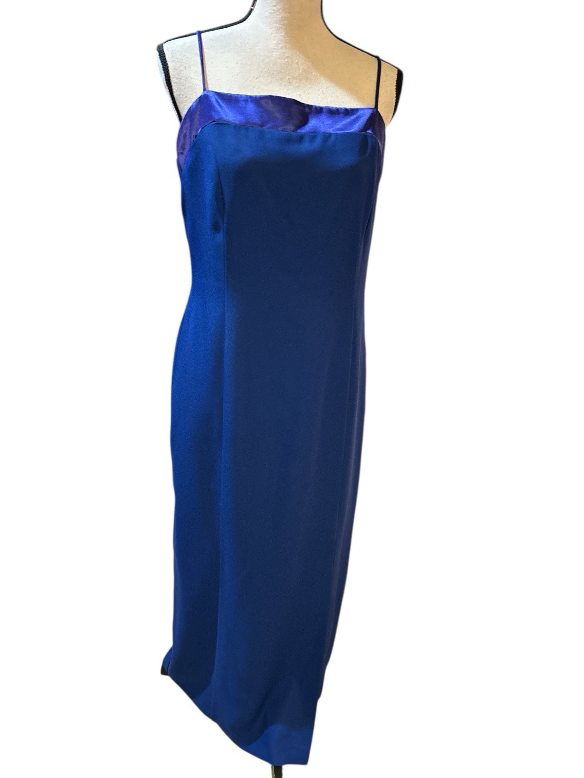 JOSEPH RIBKOFF Formal Long Dress/Jacket Sz 14 Royal Blue, Purple Trim Wedding