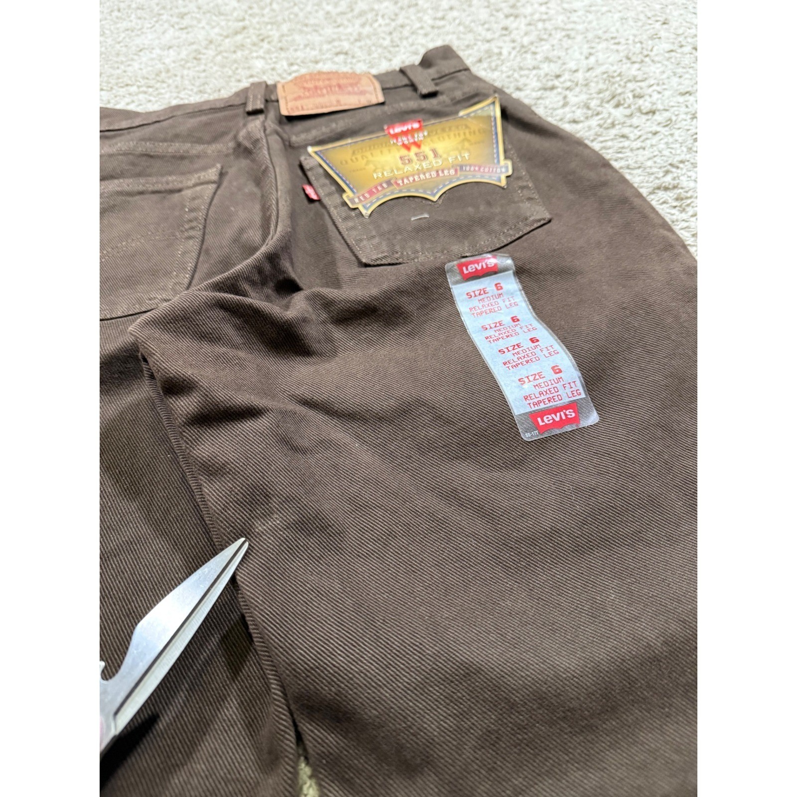 Womens VTG Levi’s 551 Brown Relaxed Fit Jeans USA Deadstock High Rise NWT 6 MED
