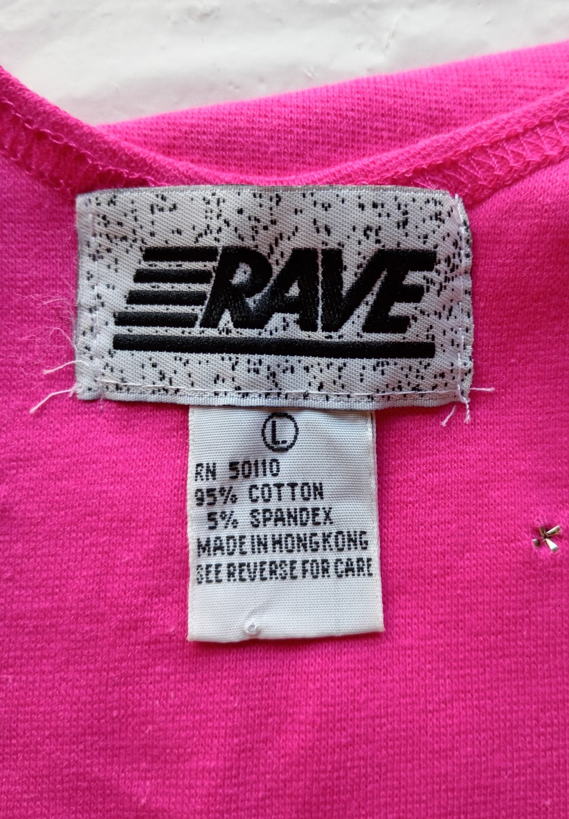 80s 90s Y2K Rave Hot Fuschia Pink Studded Stretch Crop Top Vintage Size L