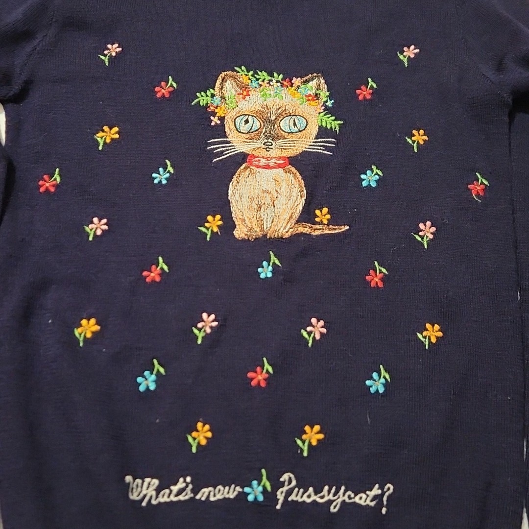 Cyn Les Shirlee Vintage 70s CREWNECK Sweater ” What New Pussycat ” Cat