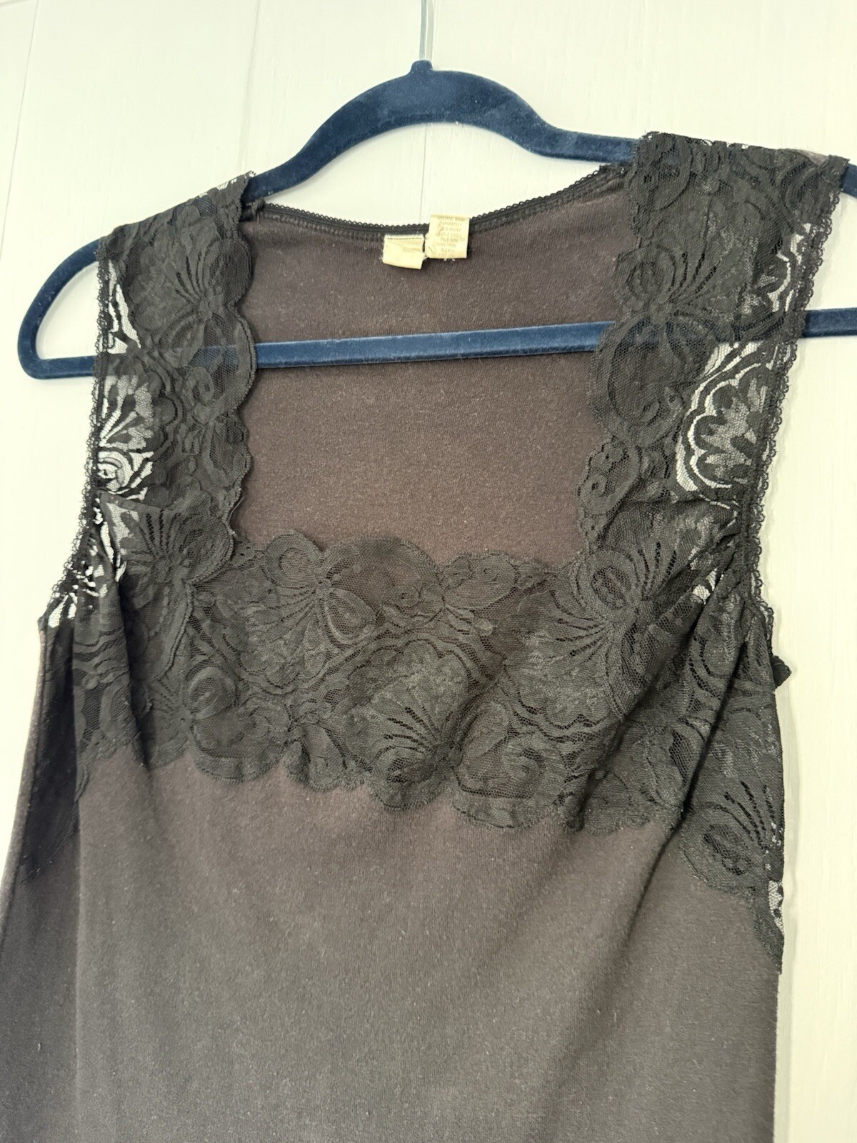 Vintage 80 Victoria’s Secret Gold Crown Label Black See Lace Thru Grunge Goth