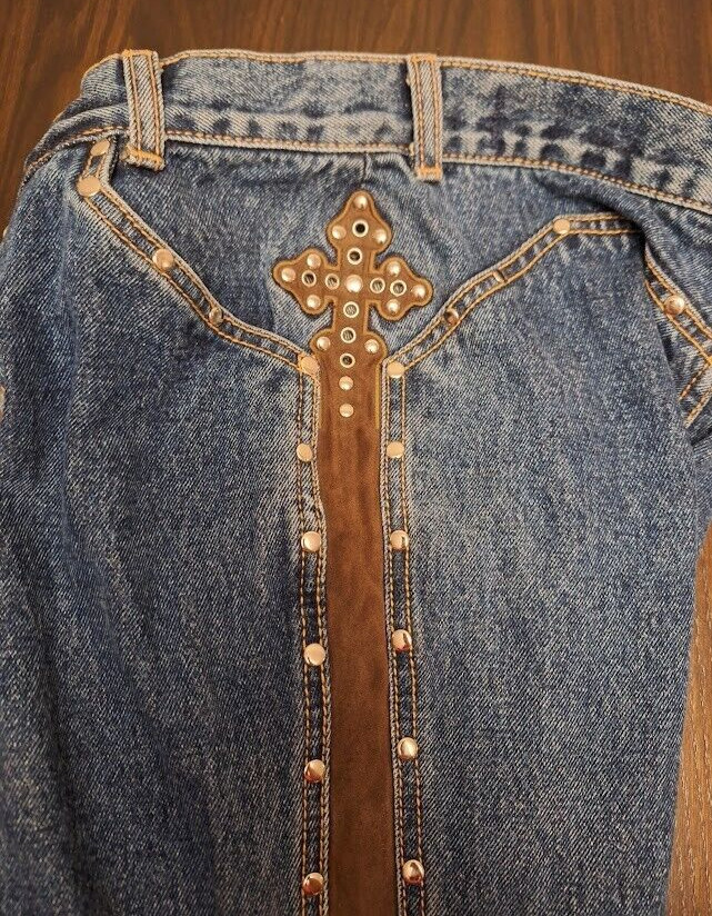 Vintage Lawman Highrise Jeans – Suede Leather Studs – No Pockets – 27×33