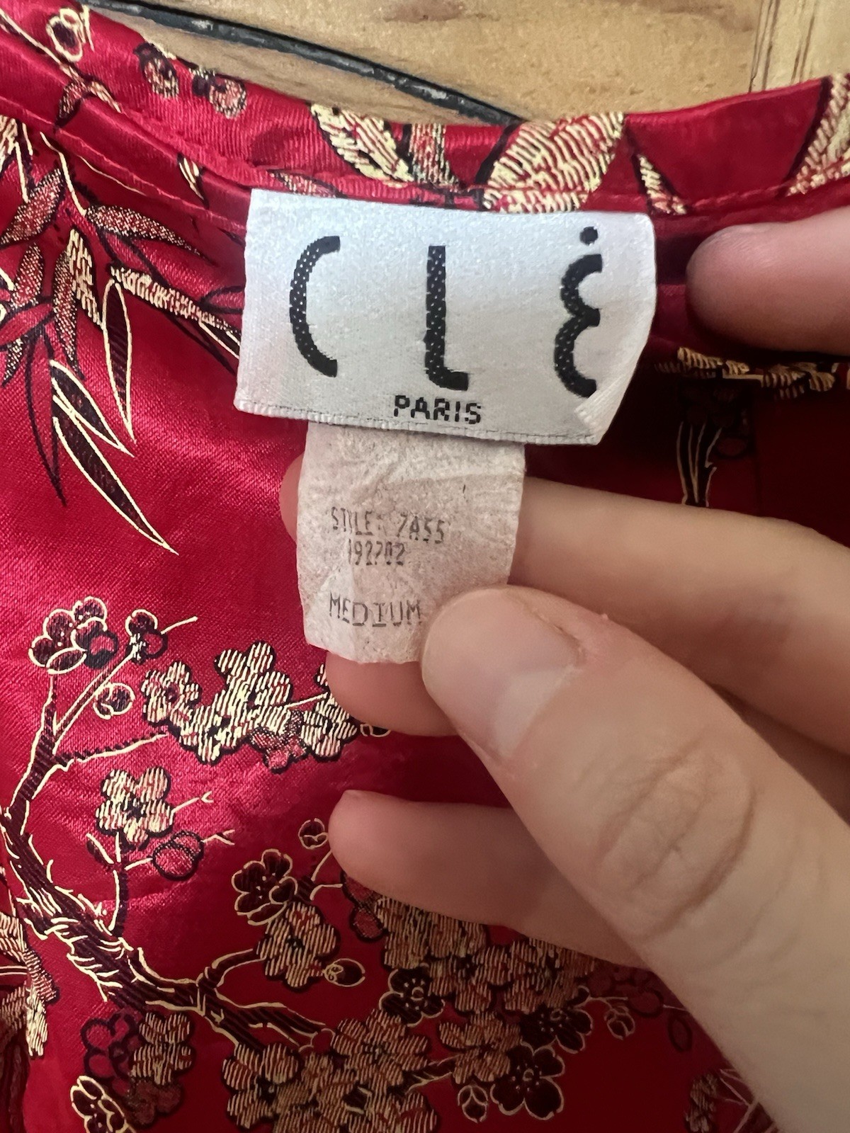 Vintage 90’s C L E Paris Red Bamboo Print Rayon Midi Skirt Women’s M