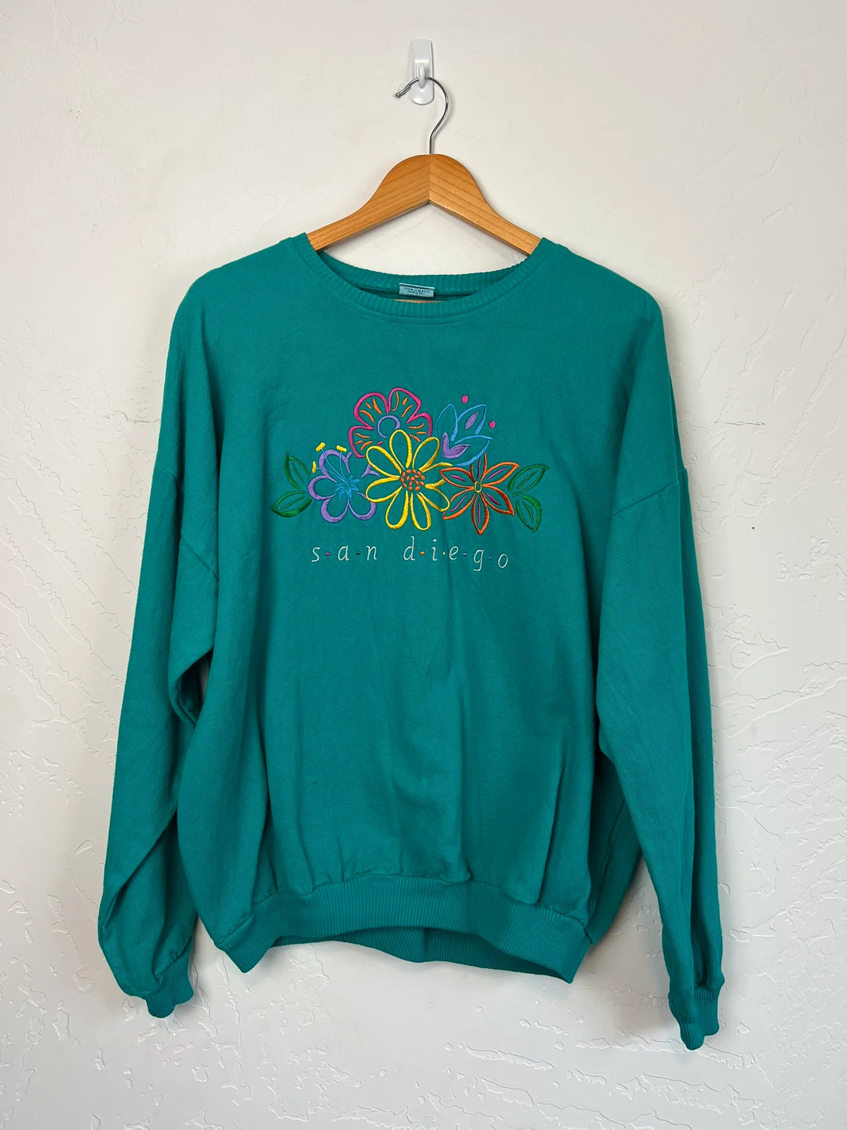 Vtg 90s Crazy Shirts Hawaii San Diego Embroidered Sweatshirt Cotton poly blend L