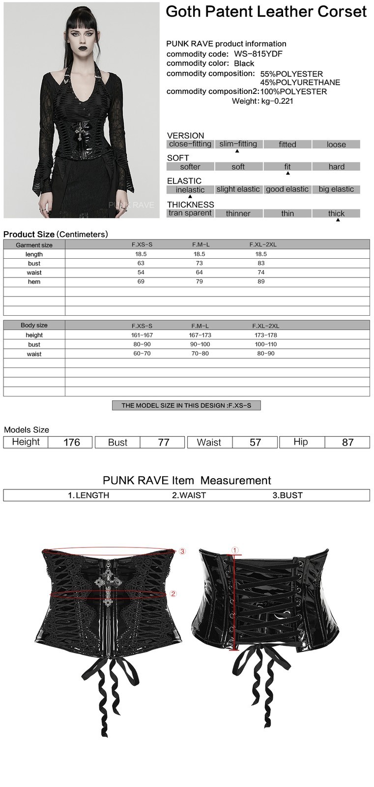 Punk rave women black gothic harness draw string corset patent leather sexy belt