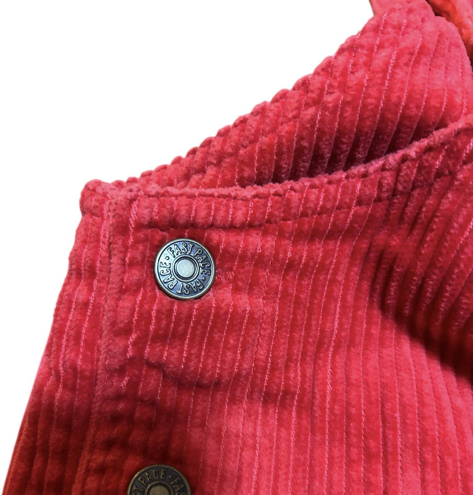 Vintage 90s Fast Pace Corduroy Overall Dress Large Red Pockets Y2K EUC
