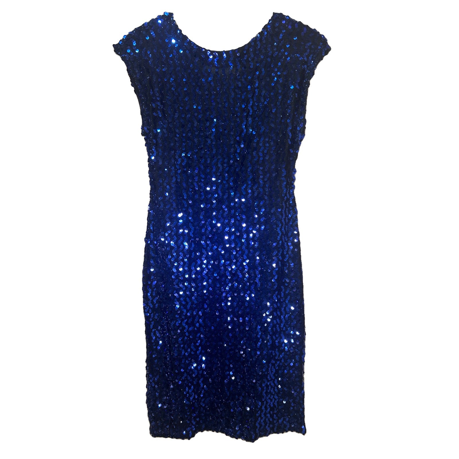 Vintage Fredericks Of Hollywood Blue Sequins Wiggle Dress Party Vegas Cocktail M