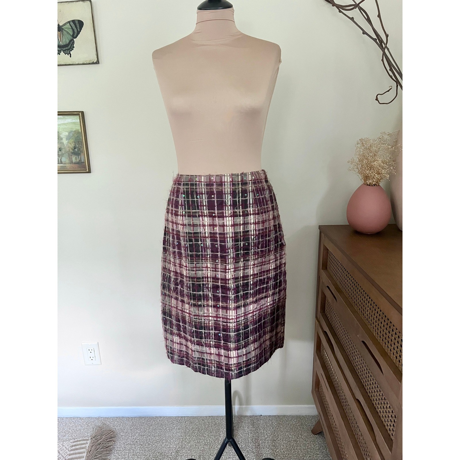 Vintage Y2K Focused By Shani Silk Plaid Skirt