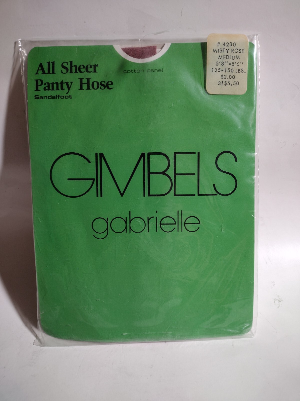 Vintage Gimbels All Sheer Pantyhose Sandlefoot Misty Rose New Sz M