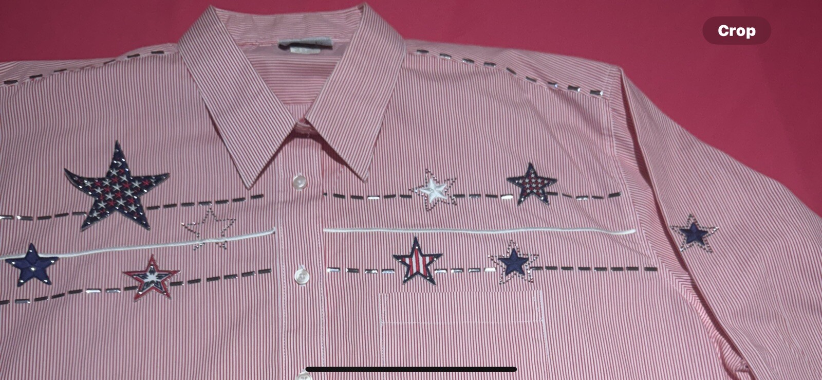 New Without Tag Patriotic Blouse Red White Blue Stars Stripes Sz XL