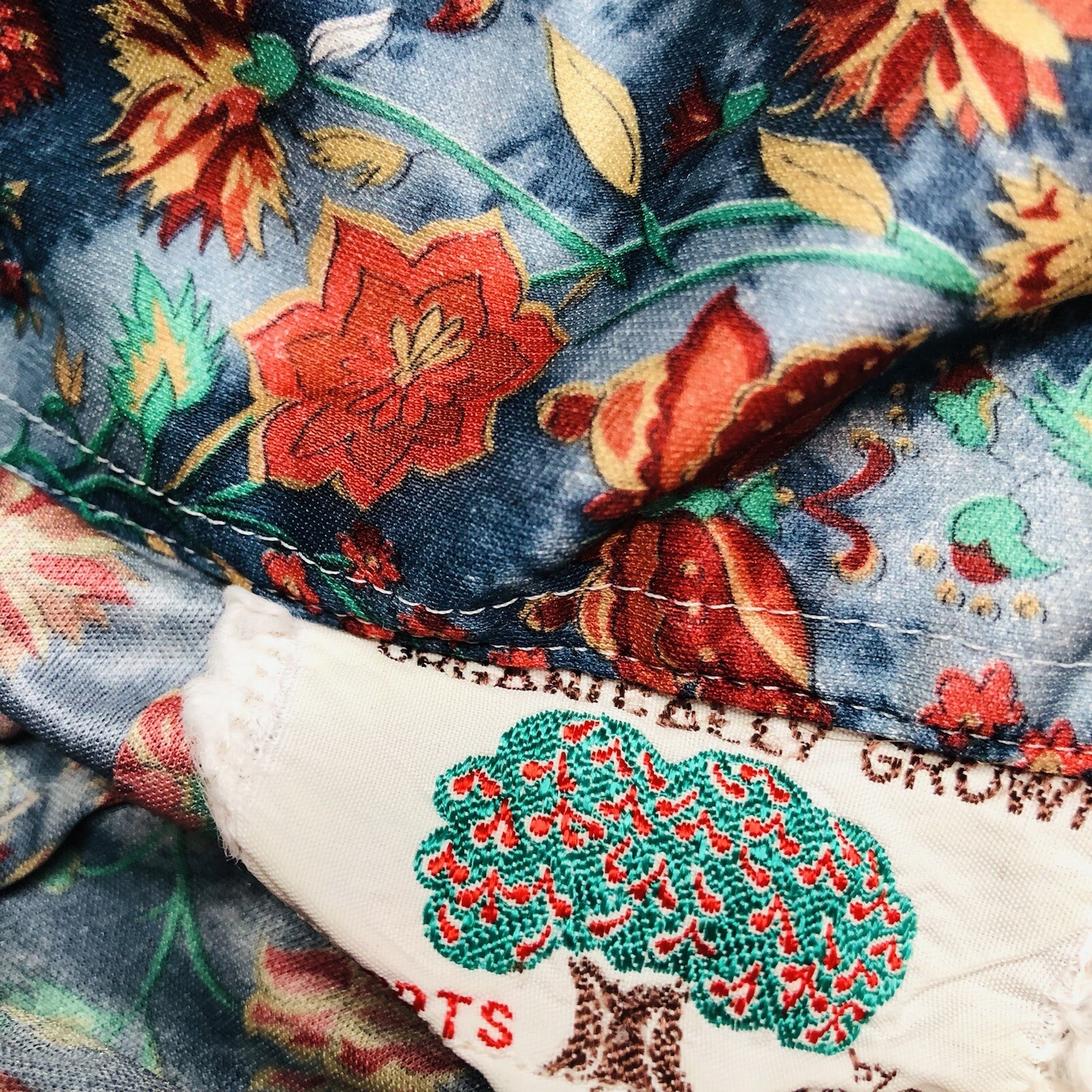 VTG 70s Organically Grown by Apreja XXS / P Ladies Shirt Blouse Floral Butterfly
