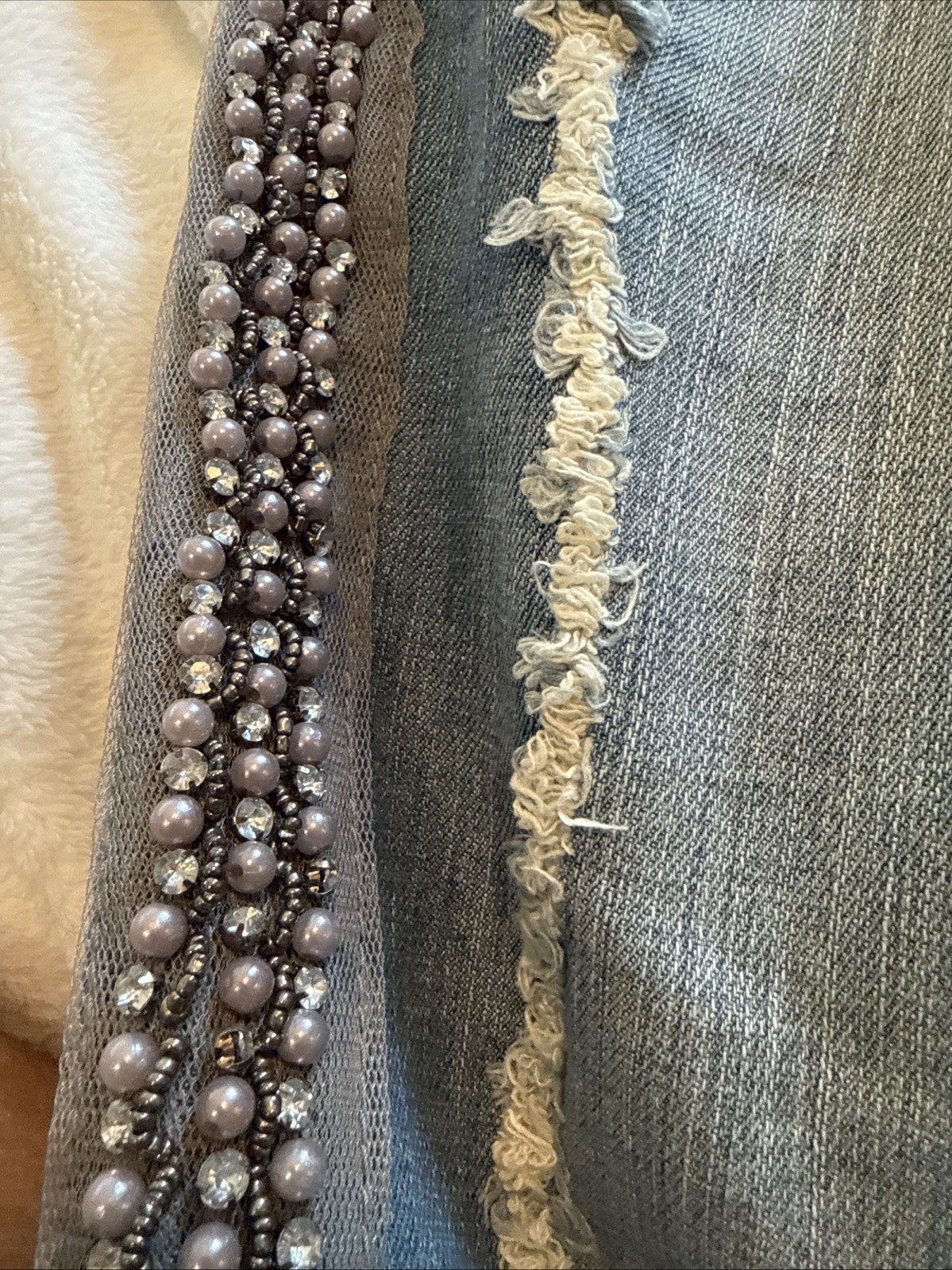 Vintage Baby Phat Capri Pants Distressed Silver Pearls Rhinestones Cat Size 7