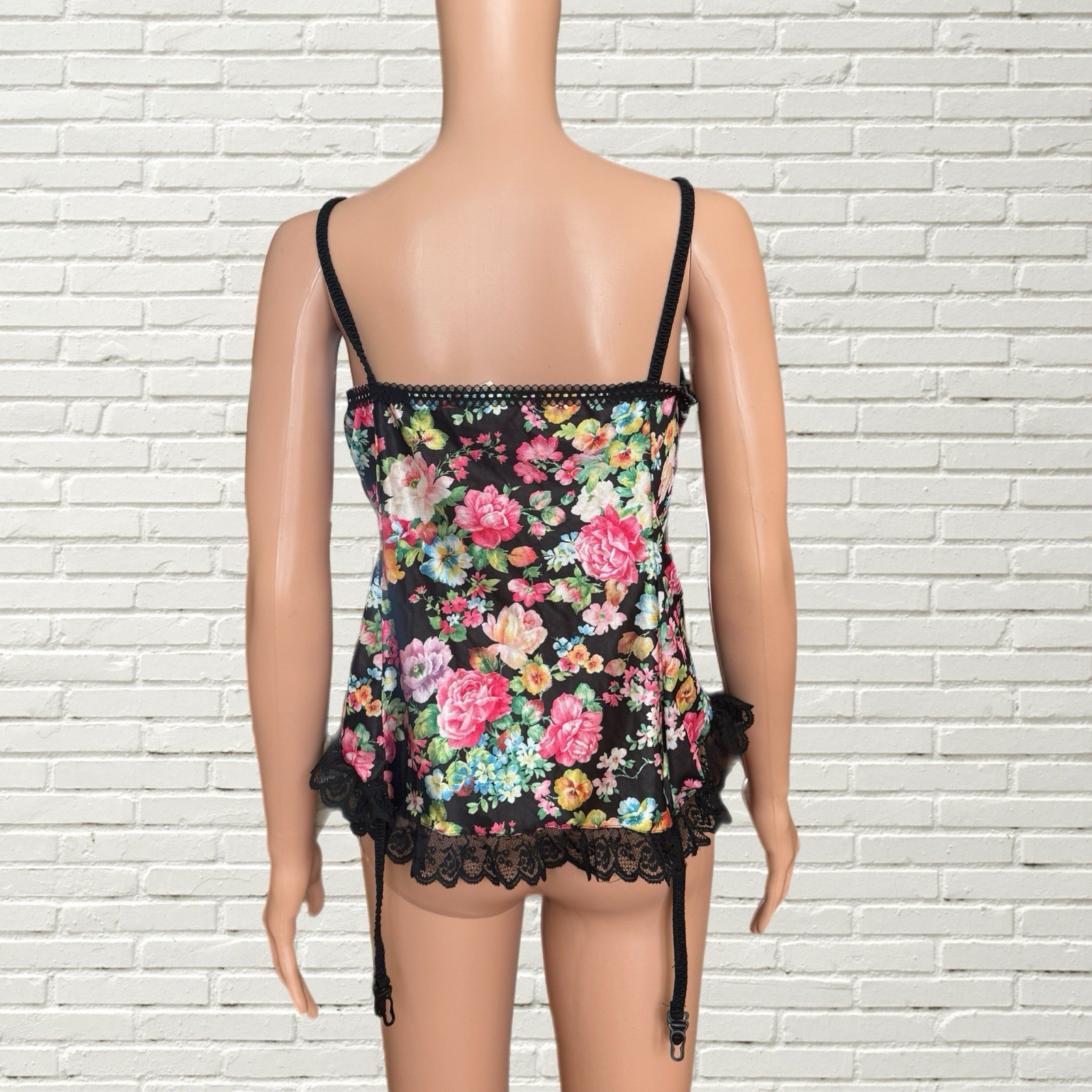 Vintage 70s Corset Top – Sheer Lace & Floral Lingerie Tank Top