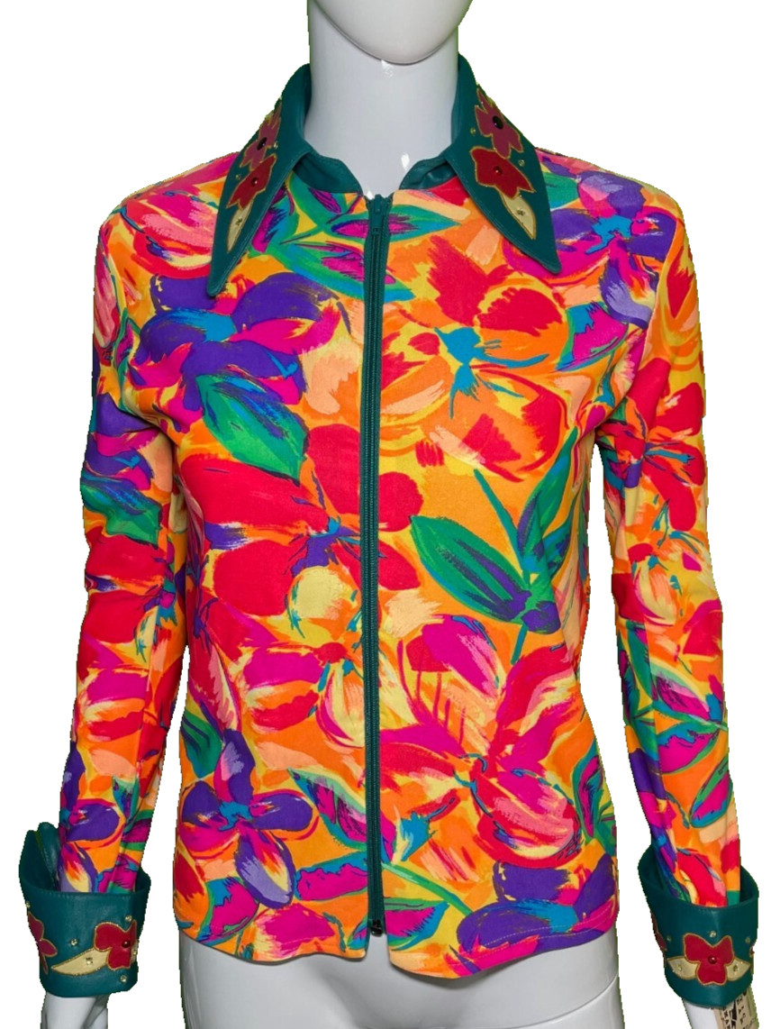 NEW 1849 Authentic Ranchwear Small Lightweight Zip Show Jacket Floral Colorful