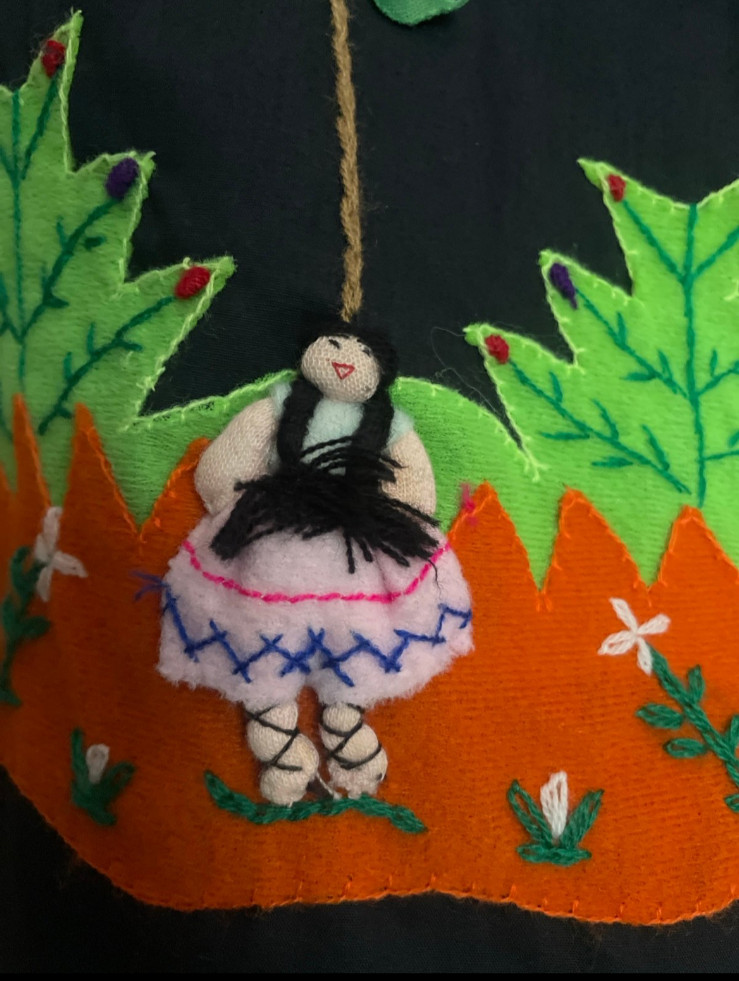 Vintage womens GRAPE VINE 3-D wine Vest Folk Art Ole Peru Imports black S M L os