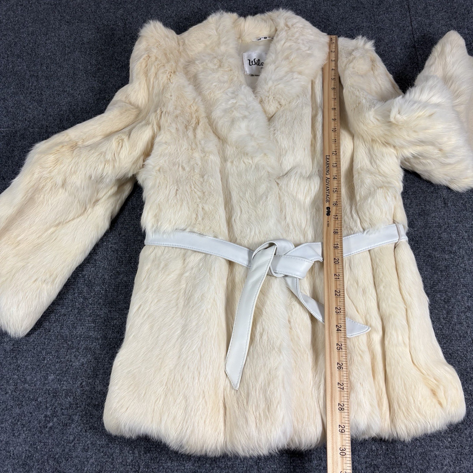 Vintage Wilsons Leather Belted Rabbit Fur Jacket Large Genuine Fur Coat And Hat