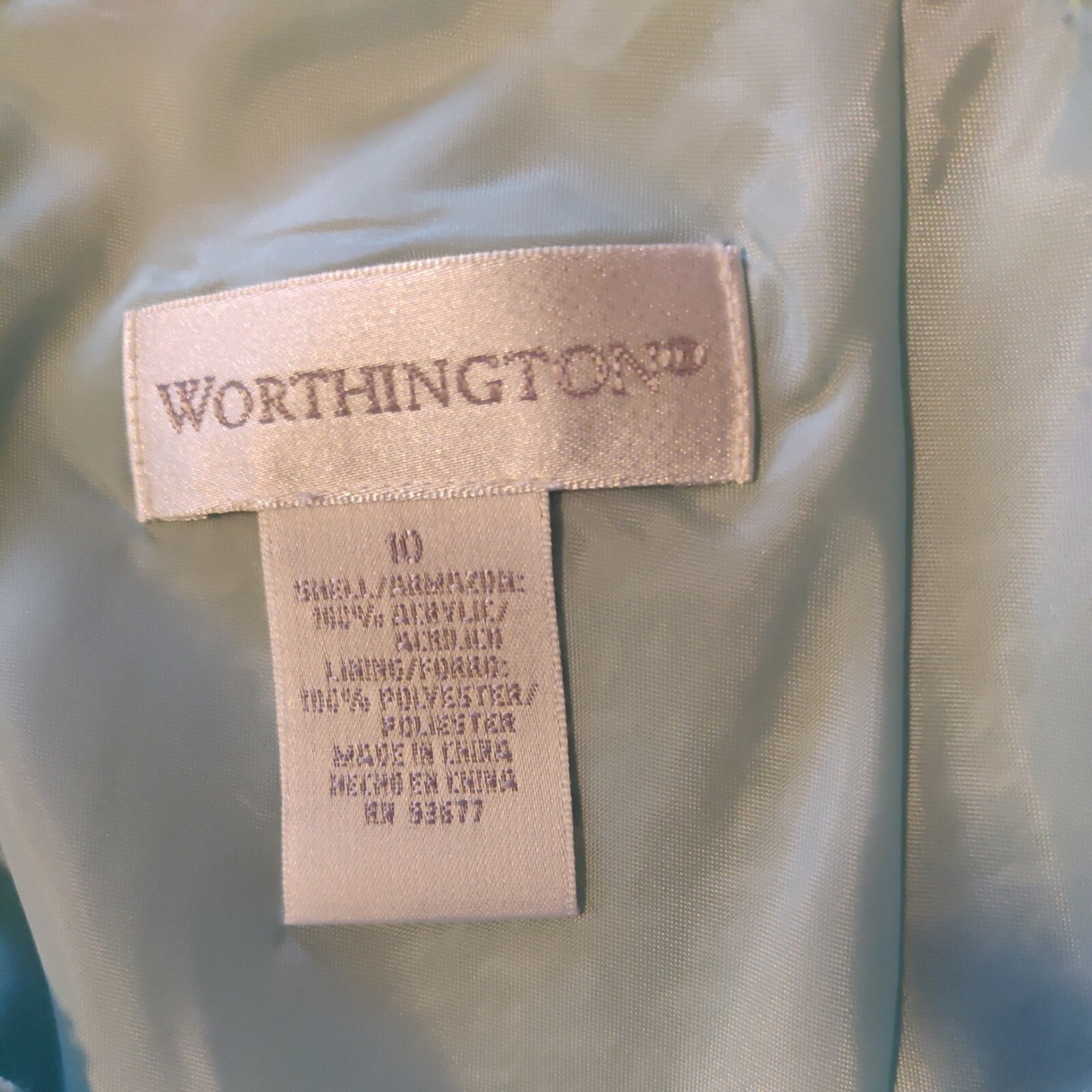 Worthington Vintage size 10 skirt light green white back zip flared beaded