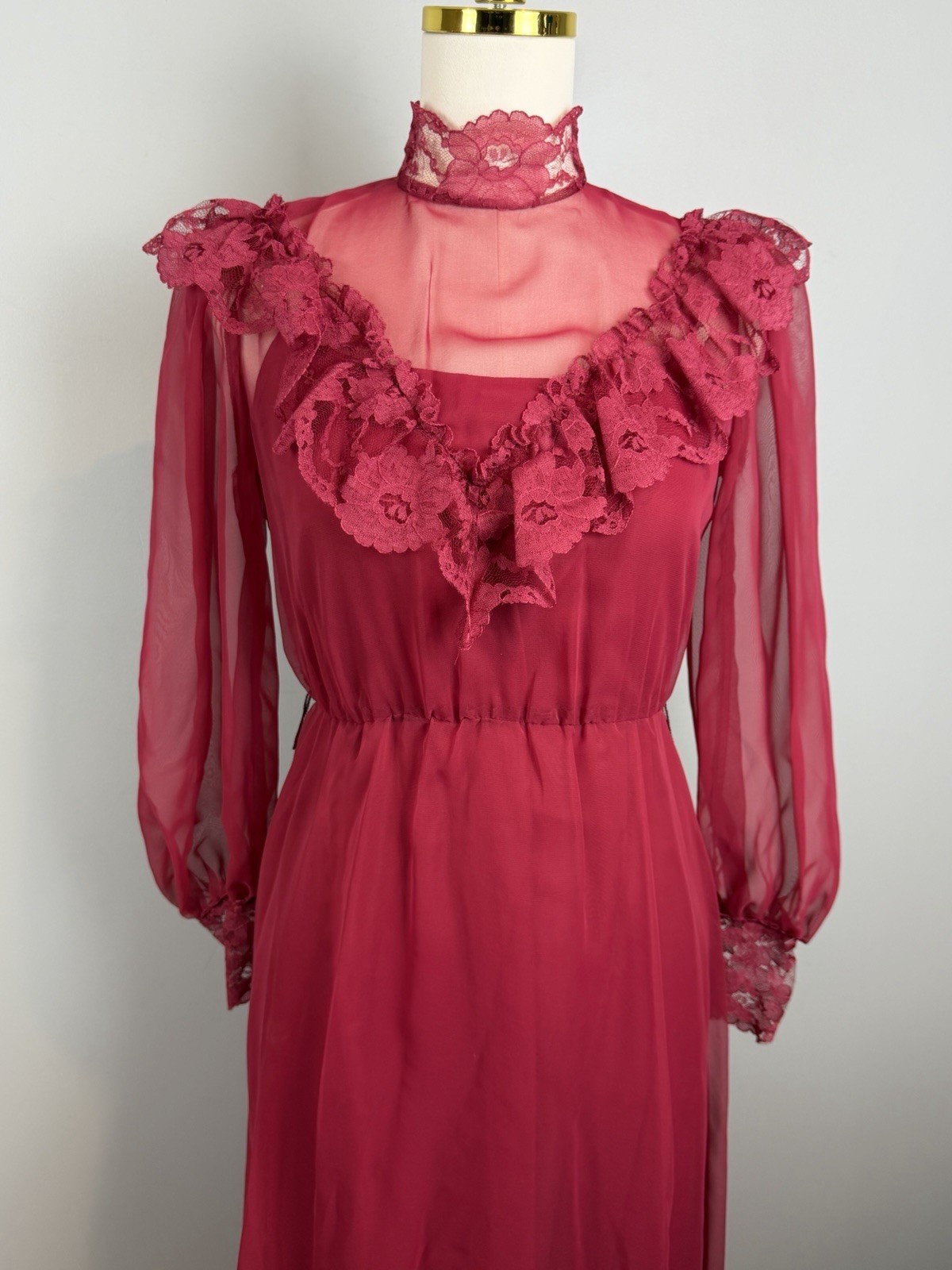 Vtg 70s Victorian Revival Dress Size Small Romantic Prairie Western Cottagecore