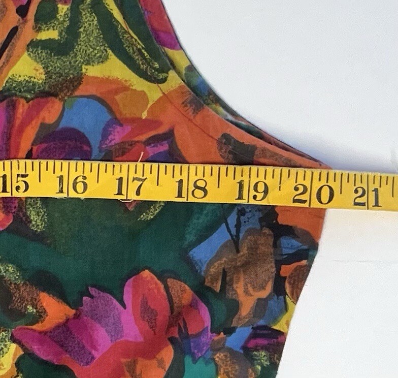 Vintage Sita Nepal Long Dress 100% Cotton Sz Large L Bright Floral Pockets VGUC