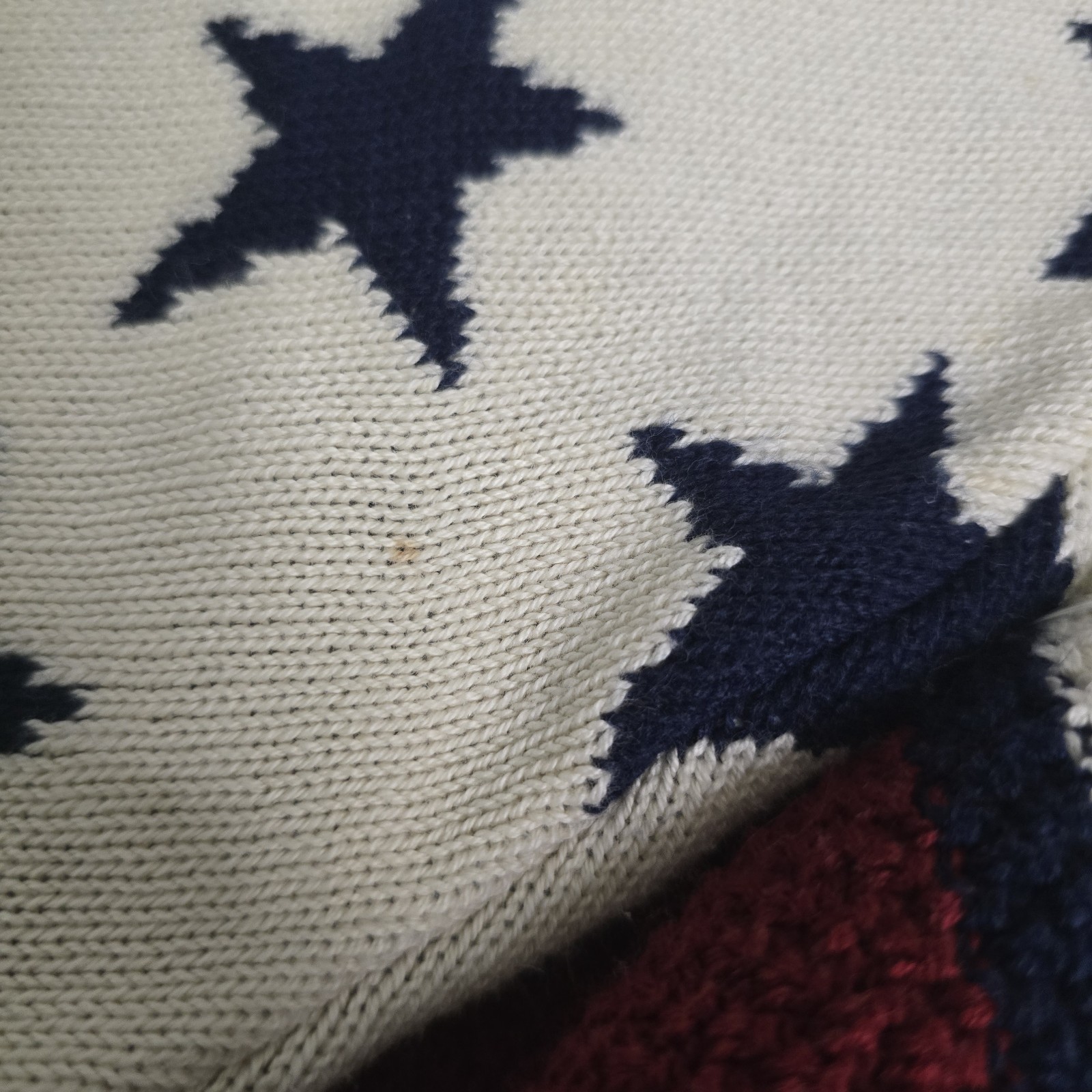Vintage American Flag Novelty Cotton Chunky Knit Cardigan Women’s Plus 22/24 3X