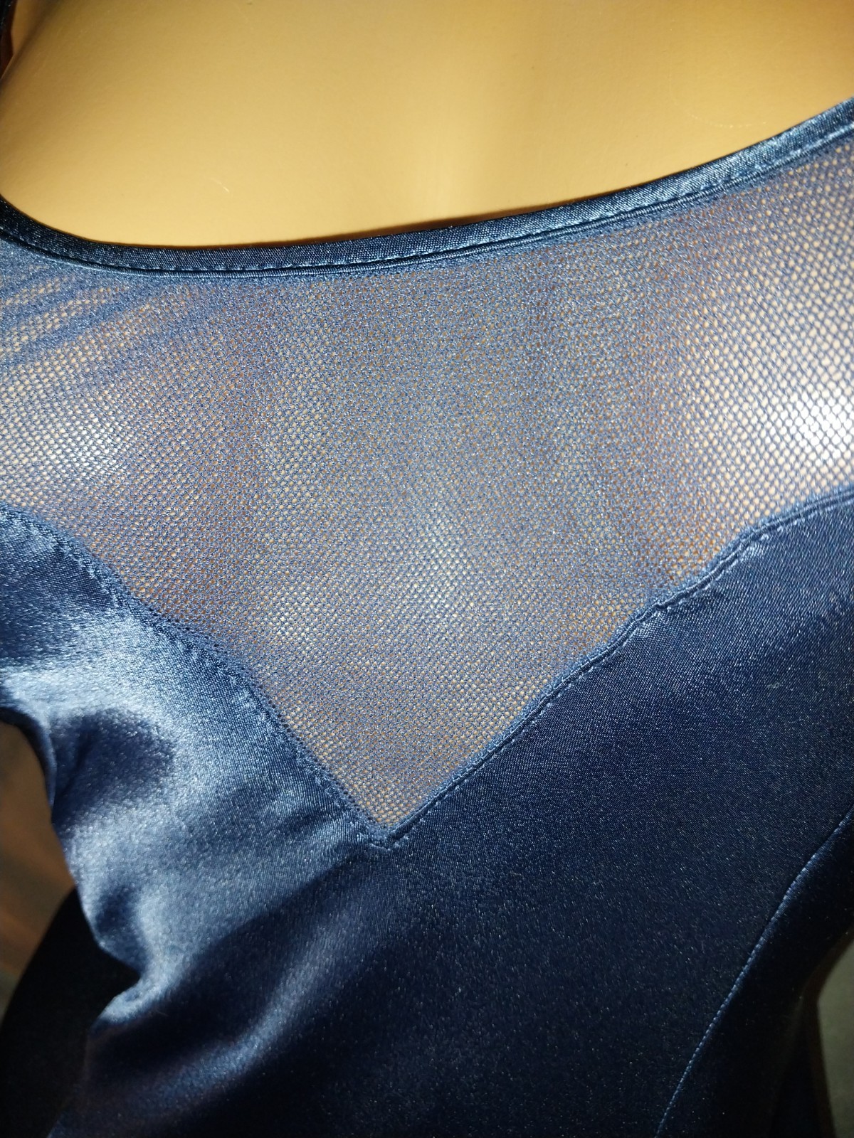 VTG SATIN SHINY IMPORT BLUE GLAM SLIP DRESS NIGHTGOWN BABYDOLL VAK MODE 80S M