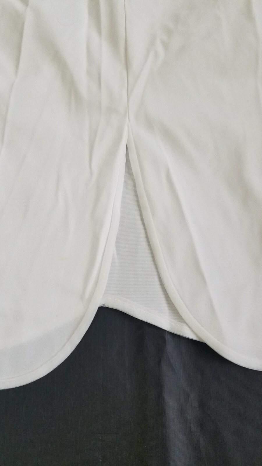 Vintage Half Slip Zip/Elastic Waist Scalloped Hem Slit White No Stretch
