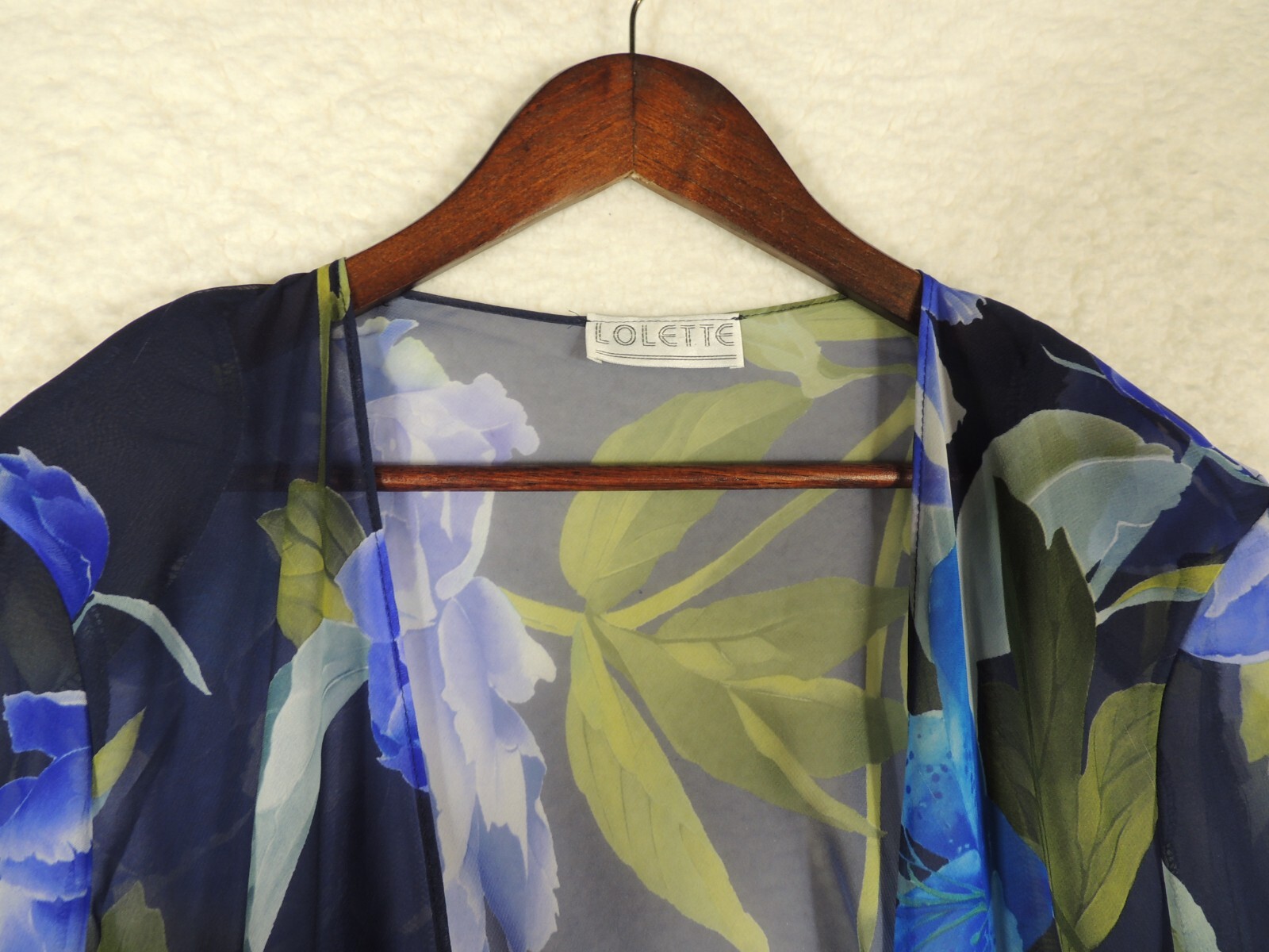 Cardigan Top Size Med? Lolette Sheer Open Front Cover Up Wavy Kimono See Measure