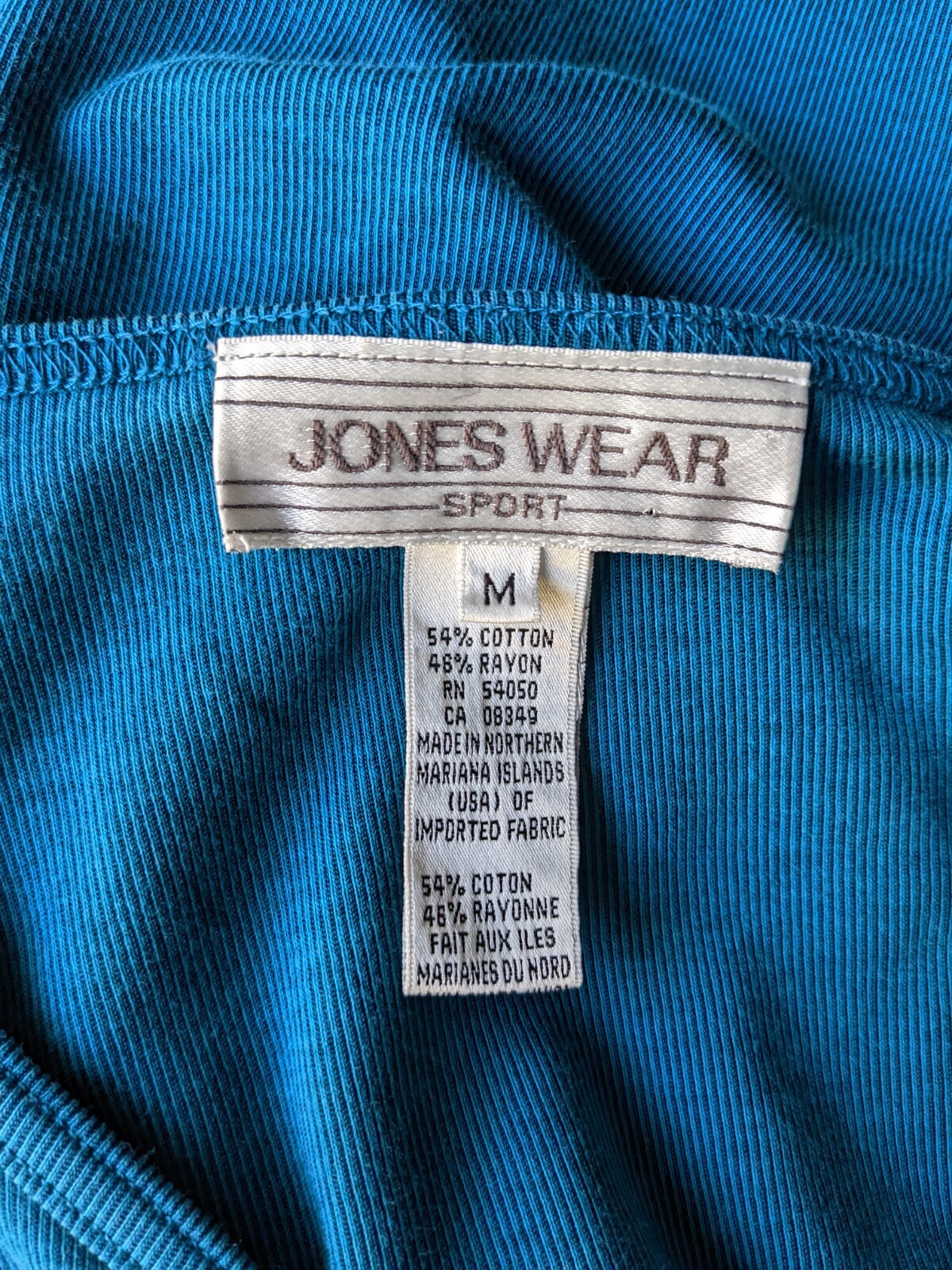 Vintage 90s/Y2K Jones Wear Sport Teal V-Neck Cropped Top Women’s Medium