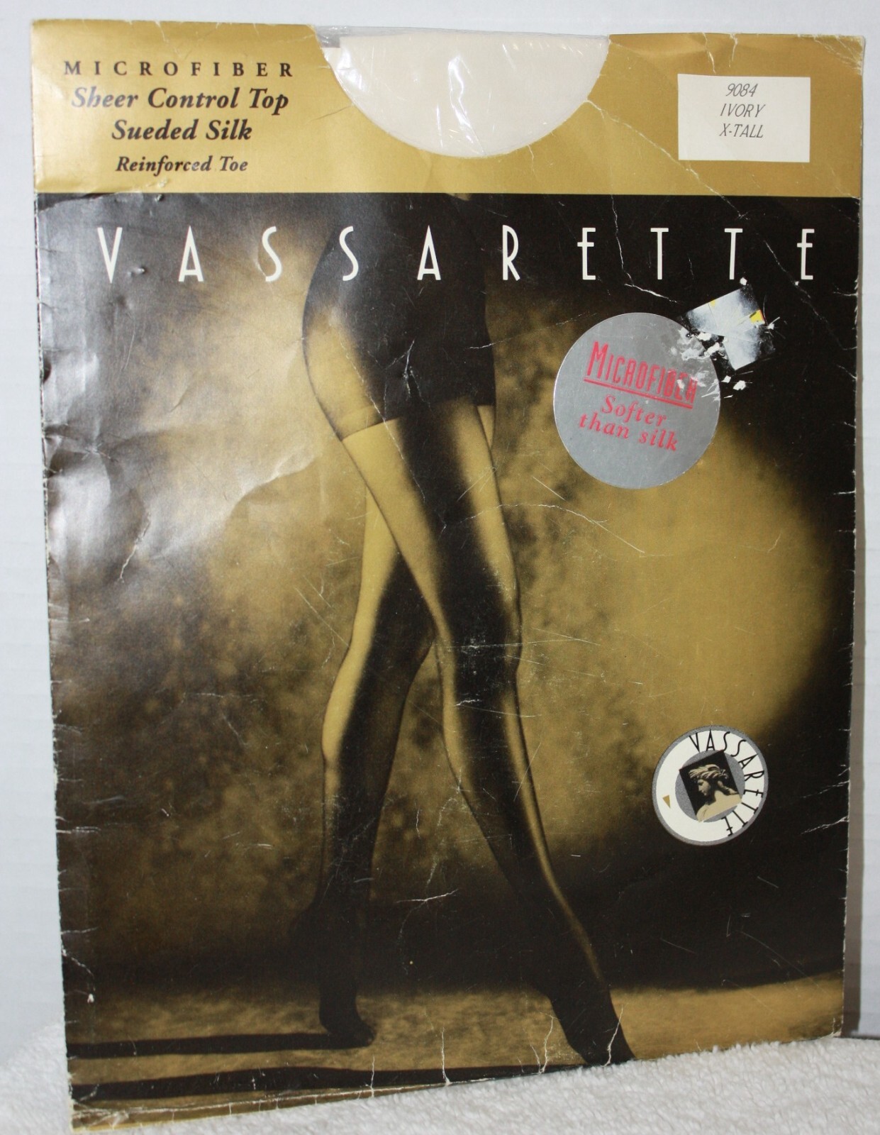Vassarette Microfiber Opaque Sueded Silk Pantyhose Ivory X-Tall New in Pkg