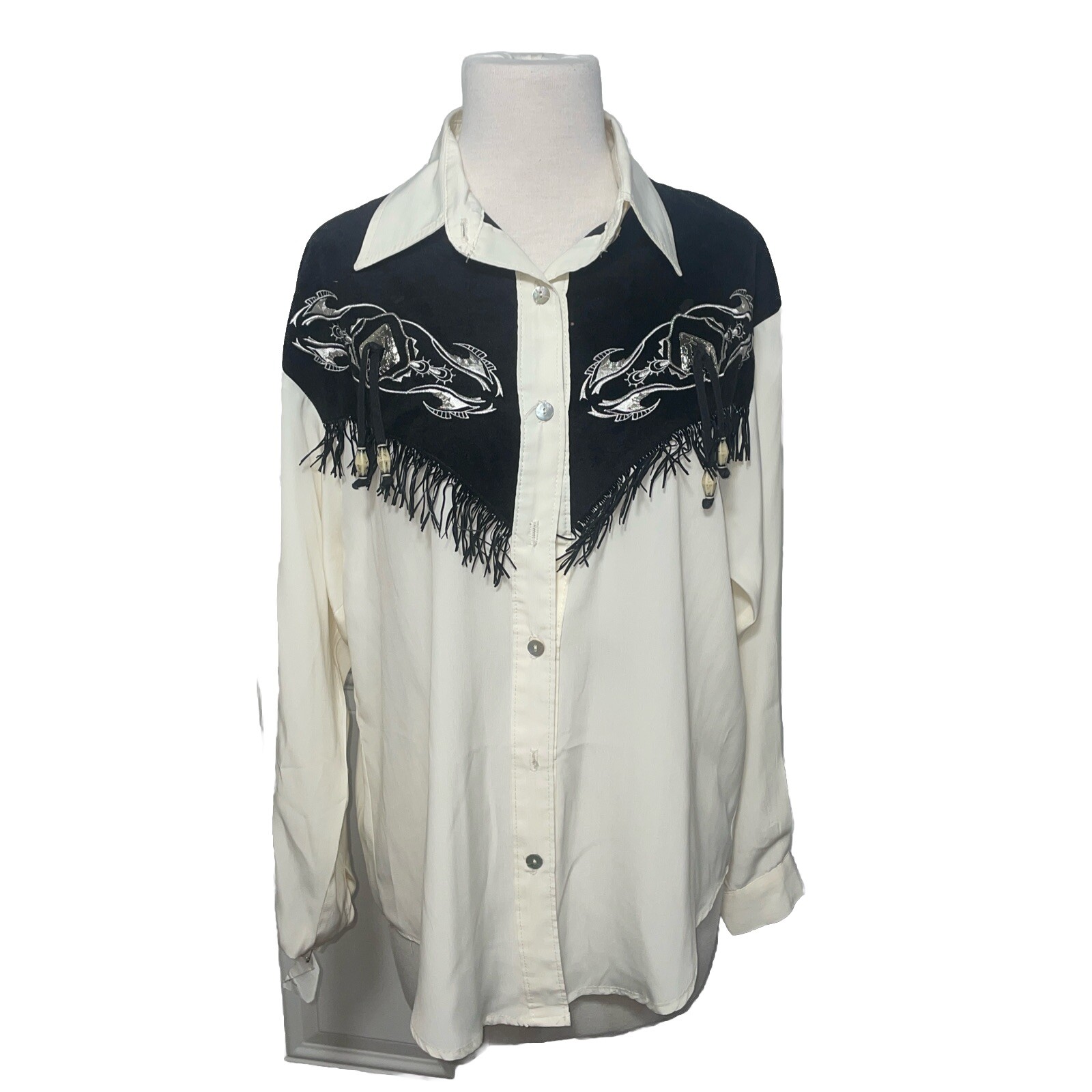 VINTAGE 1849 AUTHENTIC RANCHWEAR USA LADYS MED BUTTON UP BLOUSE 1980’s