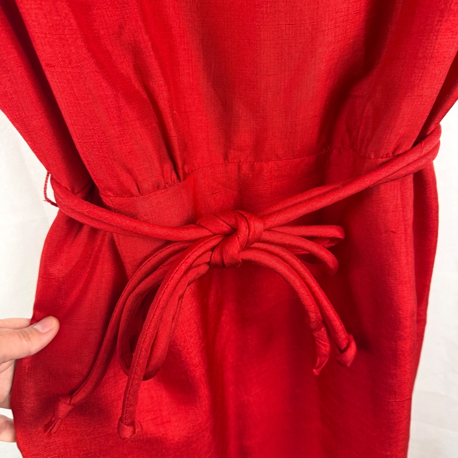 Vintage Mancini Red Belted Knee-Length Dress S/M Classic Timeless Bright Retro