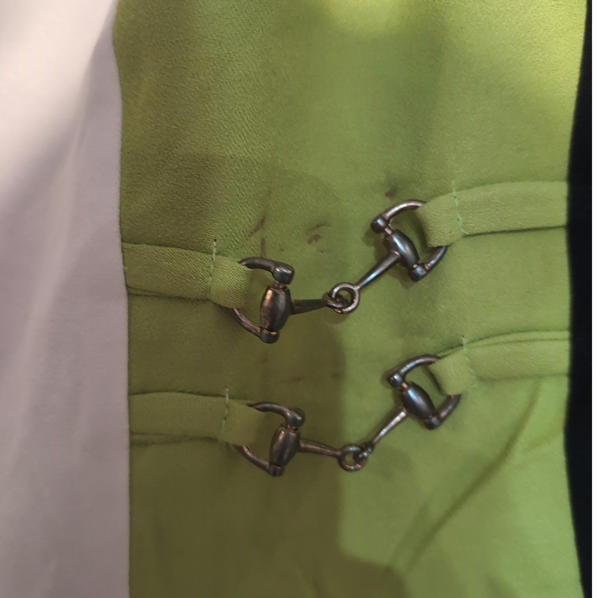 Betsy’s Things Vintage 90s Colorblock Horsebit Zip Front Top Lime Green Black 16
