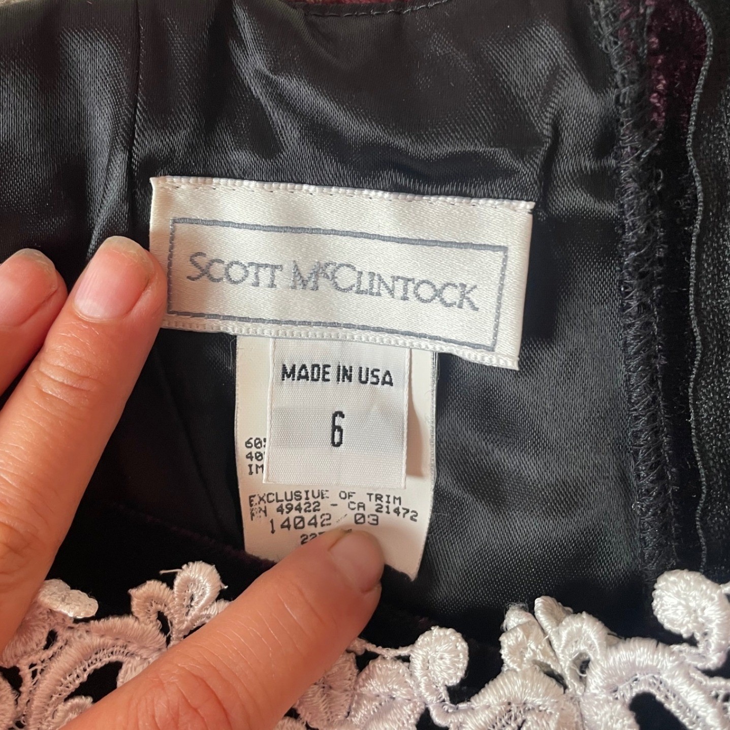 Vintage 80s / 90s Velvet Off the Shoulder Lace Cocktail Dress