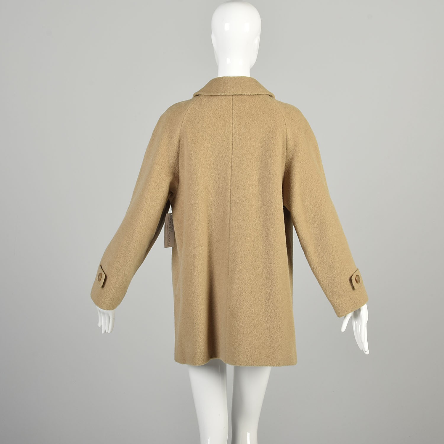 XL 1970s Tan Wool Coat Winter Raglan Sleeve Comfortable Classic Car Coat