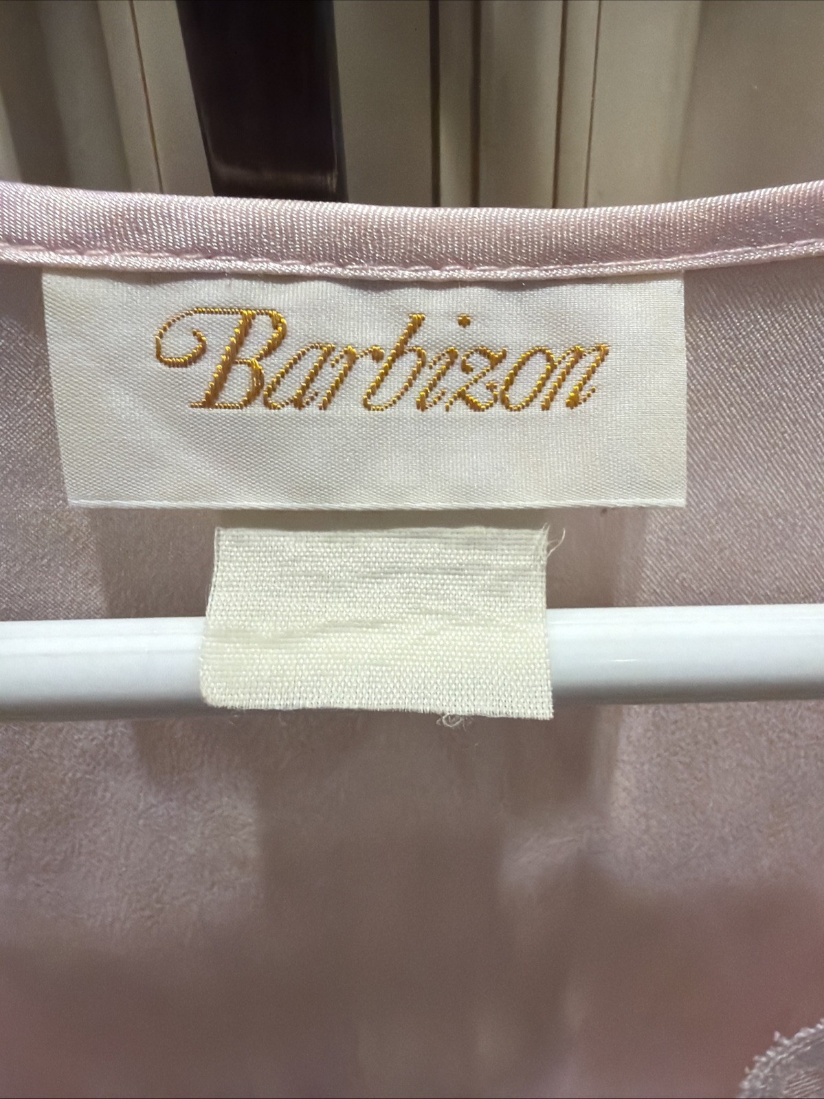 Barbizon Vintage Blush Pink Grannycore Sheer Lace Trim Embroidered Nightgown XL