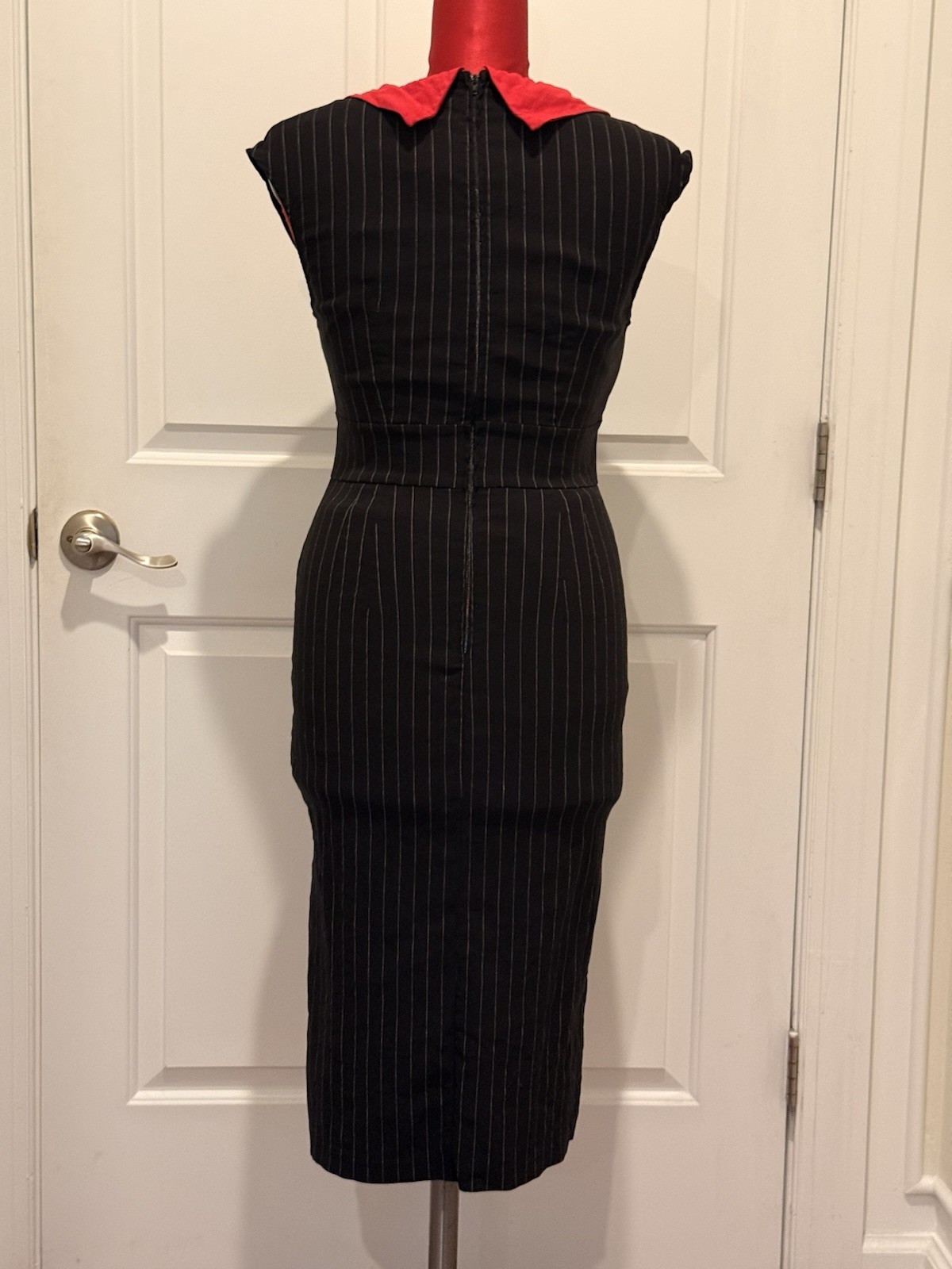 Women’s 2000’s Stop Staring! Size XL Black With White Pinstripe Wiggle Dress