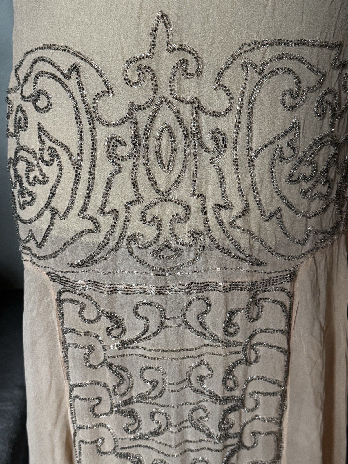 Authentic 1920s Beaded Silk Chiffon Dress – Art Deco – Double Sided Beading