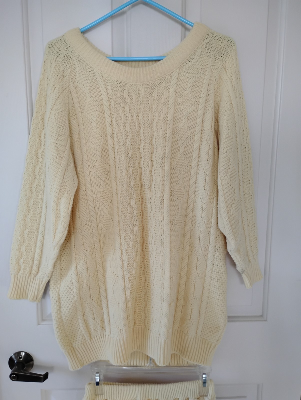 Vintage 1987 Pale Yellow Sweater and Skirt Outfit Size Medium by Perspective